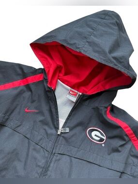 Nike Georgia Bulldogs Windbreaker Jacket Men XL Black Red Hood NCAA UGA Athletic